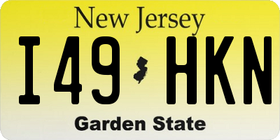 NJ license plate I49HKN
