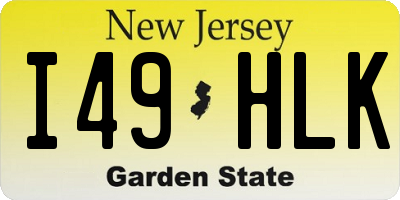 NJ license plate I49HLK