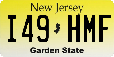 NJ license plate I49HMF