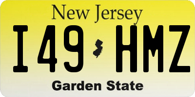 NJ license plate I49HMZ