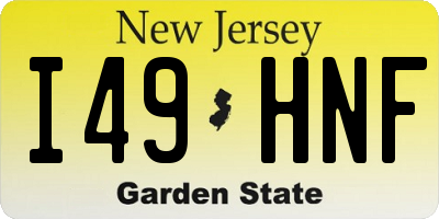 NJ license plate I49HNF