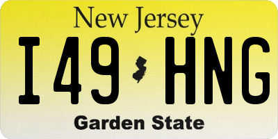 NJ license plate I49HNG