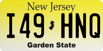 NJ license plate I49HNQ