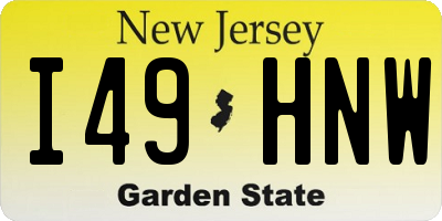 NJ license plate I49HNW