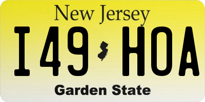 NJ license plate I49HOA
