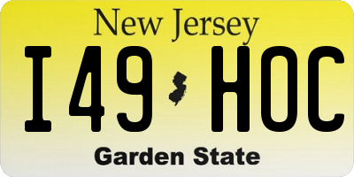 NJ license plate I49HOC