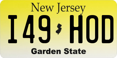NJ license plate I49HOD