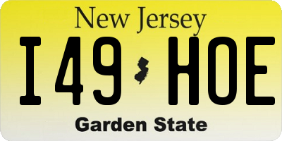 NJ license plate I49HOE