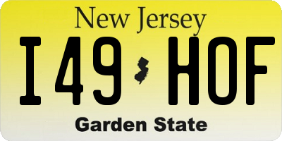 NJ license plate I49HOF