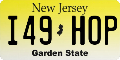NJ license plate I49HOP