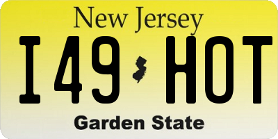 NJ license plate I49HOT