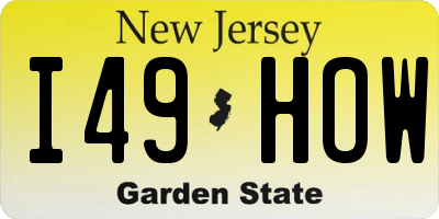 NJ license plate I49HOW