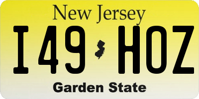 NJ license plate I49HOZ