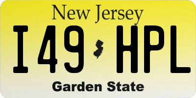 NJ license plate I49HPL
