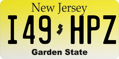 NJ license plate I49HPZ