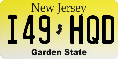 NJ license plate I49HQD