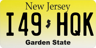NJ license plate I49HQK