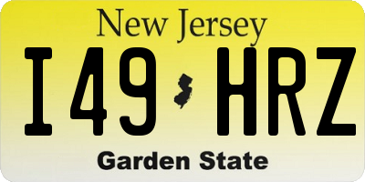 NJ license plate I49HRZ