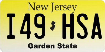 NJ license plate I49HSA