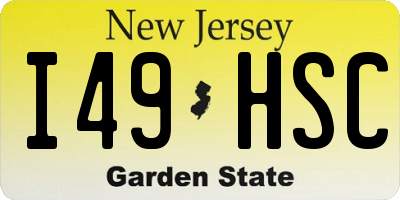 NJ license plate I49HSC