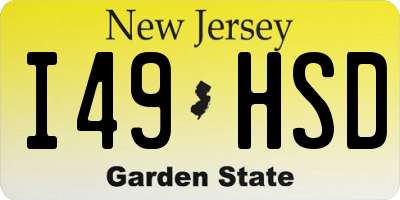 NJ license plate I49HSD