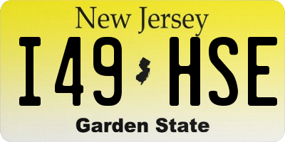 NJ license plate I49HSE
