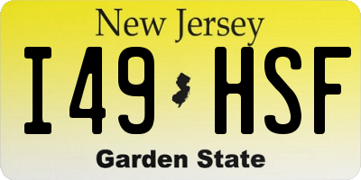 NJ license plate I49HSF