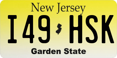 NJ license plate I49HSK