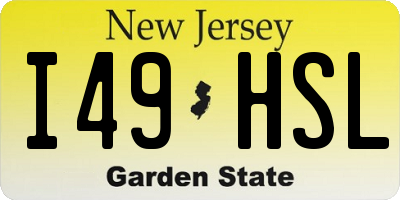 NJ license plate I49HSL