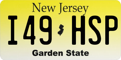 NJ license plate I49HSP