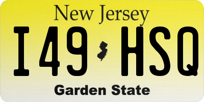 NJ license plate I49HSQ