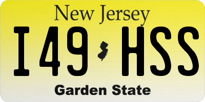 NJ license plate I49HSS