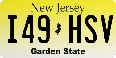 NJ license plate I49HSV