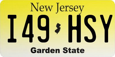 NJ license plate I49HSY