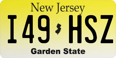 NJ license plate I49HSZ