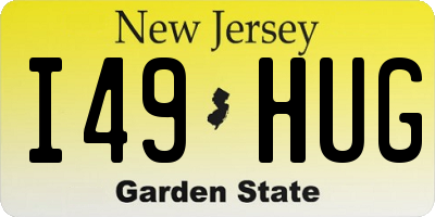 NJ license plate I49HUG