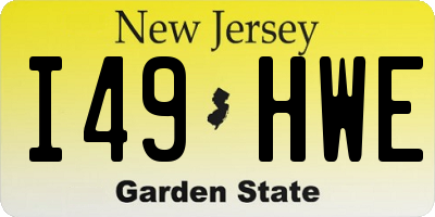 NJ license plate I49HWE
