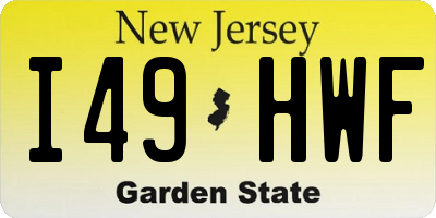 NJ license plate I49HWF