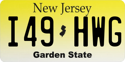 NJ license plate I49HWG