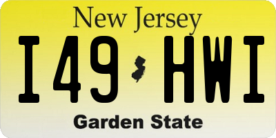 NJ license plate I49HWI
