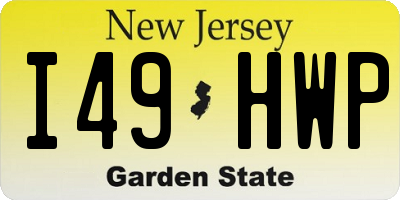 NJ license plate I49HWP