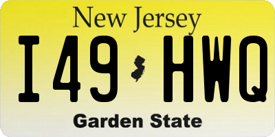 NJ license plate I49HWQ