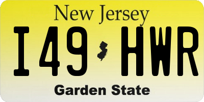 NJ license plate I49HWR