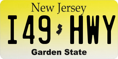 NJ license plate I49HWY