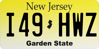 NJ license plate I49HWZ