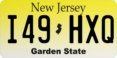 NJ license plate I49HXQ