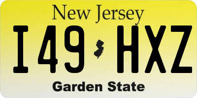 NJ license plate I49HXZ