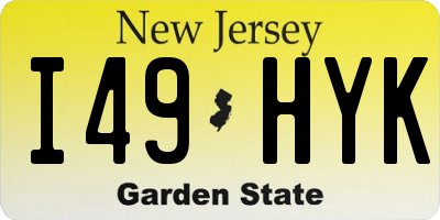 NJ license plate I49HYK