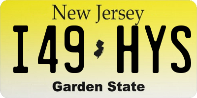 NJ license plate I49HYS