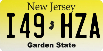 NJ license plate I49HZA